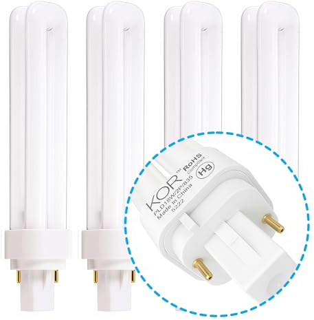 (4 Pack) PL18W/2U/2P/841 18-Watt Double Tube G24d-2 (2 Pin) Base 4100K CFL-Plug-in Replacement for Sylvania 21111/20678 CF18DD/841/ECO - GE 97580 F18DBX/841/ECO - Philips 383190 PL-C18W/41/USA/ALTO