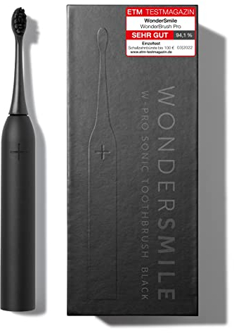 Wondersmile Schallzahnbürste PRO - Testsieger 2025-100 Tage risikofrei testen - Elektrische Zahnbürste mit 4 Putzprogrammen - Ultraschallzahnbürste mit smarten Bürstenkopf (1er Set, Ultimate Black)