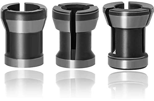 Mesee 3Pcs Tête de Mandrin de Collet en HSS, Adaptateur de Mandrin à Pince de Serrage Accessoires Convertisseur de Menuiserie pour Perceuse Fraiseuse Machine de Gravure - 6mm 6,35mm 8mm