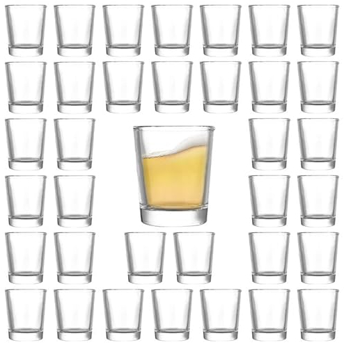 GBACHOOSE Set of 36 Shot Glasses, 25ml Classic Shot Glass with Heave Base, Clear Shot Cups Round Set for Cocktail Vodka Whisky