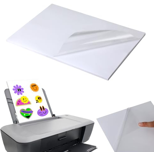 Set de 25 hojas A4 de papel adhesivo impresora, folio adhesivo transparente imprimible para impresoras láser y de inyección de tinta, ideal para imprimir pósters, fotos y más