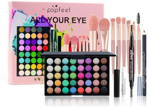 LHLXZQ Set Trucco per Occhi, Kit Trucco Viaggio Completo con Eyeshadow Palette, Mascara, Eyeliner, Matita per Sopracciglia e Pennelli Makeup, Set Regalo per Donne e Ragazze Principianti, 02B