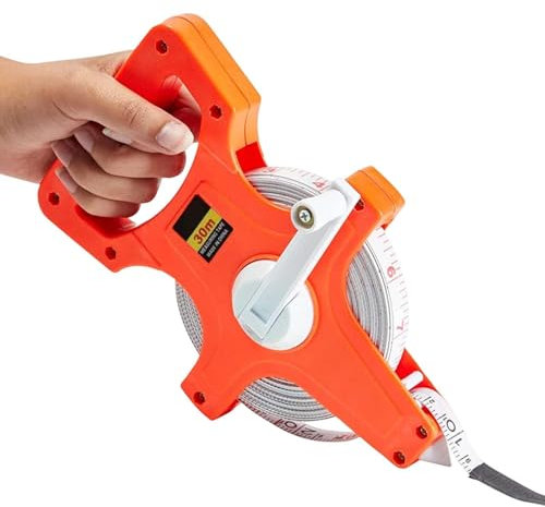 Centimetric Measure Tape - Reel Metric Tape, Extended Length Tape | 20m/30mcarpenter Reel Tape with Metric and Imperial Units, Long Metric Measuring Tape, Hand Cranked Fiberglass Tape for Measurement