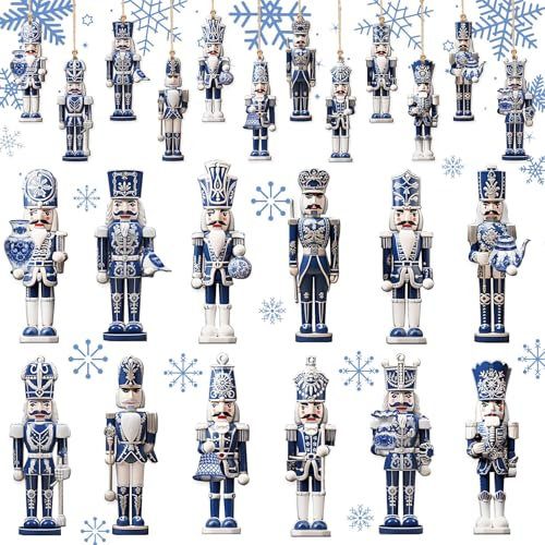 Decoration Noel Bois, 24 Pièces Deco Noel Casse Noisette Suspension, Casse Noisette Noel Decoration en Bois, Suspension Ornement Sapin de Noel pour Intérieure Festive