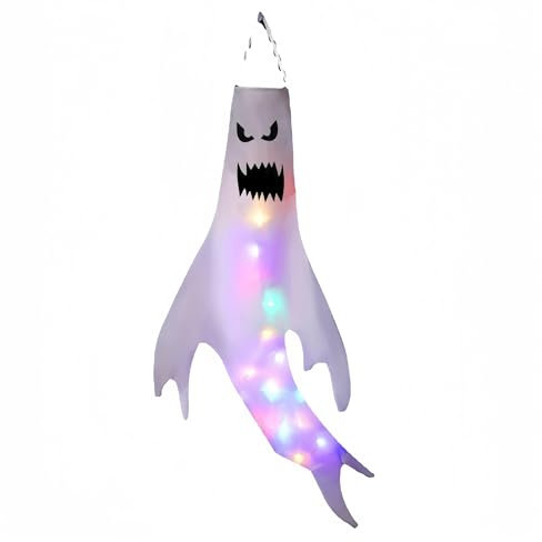 Manica A Vento Fantasma, Confezione da 4 Bandiere Maniche A Vento di Halloween Decorazione da Appendere All'aperto Per Halloween Decorazioni Per Il Giardino Il Patio Il Cortile Anteriore Della Casa