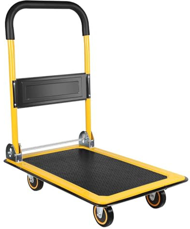 Camión de plataforma Camión de plataforma Carga de 330 lb Carro de empuje plegable con ruedas giratorias de 360 ° Carretilla de mano plana Carro de plataforma móvil de metal Carro de plataforma p