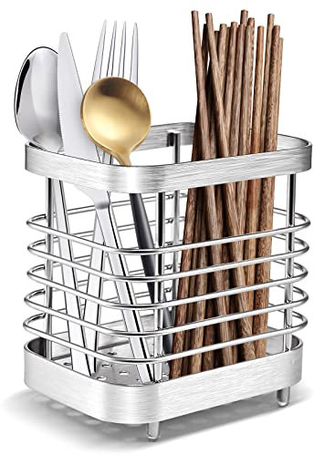 Txmyxgs Escurridor Cubiertos,Cesta Para Cubiertos, Soporte Utensilios Cocina,Cesta Para Cubiertos De Acero Inoxidable,Para Guardar Cuchillos, Tenedores, Cucharas Y Palillos En La Cocina (Plata)