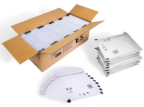 100 Versandtaschen Luftpolsterumschläge haftklebend Luftpolsterversandtaschen Luftpolstertaschen Gr. E/5 E5 weiß (240mm x 275mm) Umschläge gepolstert Polsterumschlag Taschen