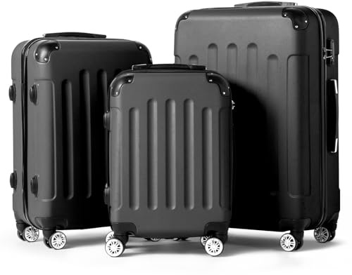 Karl home Lightweight Suitcase Set ABS Hard Shell Luggage, 3-Piece Black