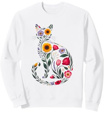 Chaton Printemps été esthétique fleurs sauvages chat Sweatshirt