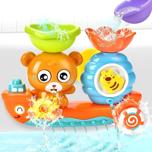 Omnikryp Jouet Bain, Jouet de Bain avec Ventouse, Coffret Dinette pour Bebe Enfant 1 2 3 4 Ans, Animaux Arroseurs Rigolos