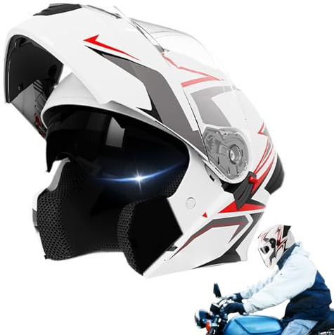 Casco De Motocicleta Grande - Equipo De Protección De Cara Completa | Tno De Doble Visera para Hombres | Ideal para Montar En Motos Deportivos, Motocross, Carreras Callejeras, Scooters Y Aventuras Al