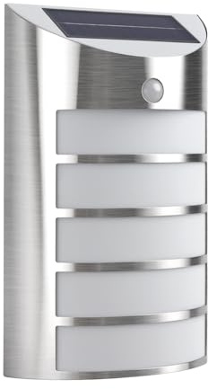 EXTRASTAR Outdoor Wall Lights with Sensor, PIR Lights Outdoor Solar Powered, Stainless Steel IP44 Water Resistant for Front Door Porch Patio Garden Hallway
