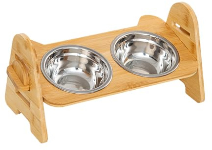 Erhöhter Hundenapf | Höhenverstellbarer Futter- Und Wasserspender | Höhenverstellbar Rutschfest Aus Holz Futternapf Station Für Kleine, Mittlere, Große Rassen, Seniorenhunde, Draußen, Zu Hause, Wohnun