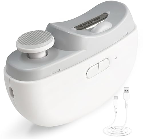 Electric Automatic Nail Clipper - 2 in 1 Auto Fingernail Cutter and Polishing Grinder for Baby Senior Adults - Rechargeable Cordless USB Battery Fingernail Trimmer