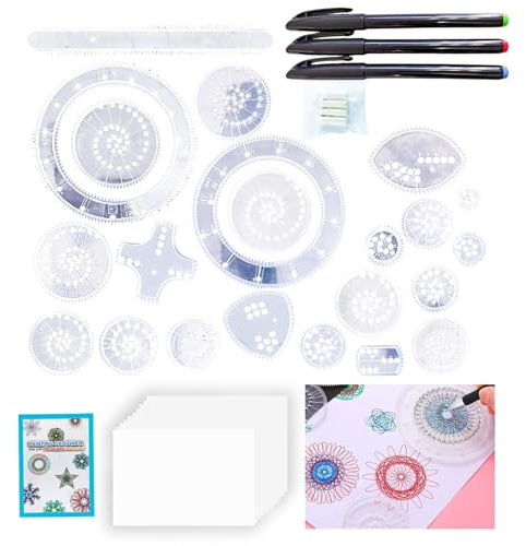 Wafuesh Spiral Designer, 26 delar, multifunktionell spiral designer-set för kreativt teckning, färgglada målningsmallar vuxna, för konstnärer, stencil spiralcirklar målning