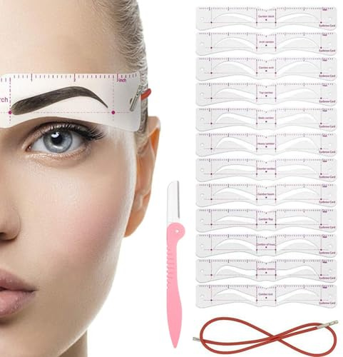 fKiZanthene Lot de pochoirs à sourcils avec deux formes réutilisables pour le maquillage des sourcils, le maquillage à la maison, dans la salle de bain et pour les déplacements