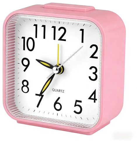 Xiangbhalla Silent Analog Alarm Clock Vintage Design, Non-Ticking Bedside Clock with Snooze and Night Light