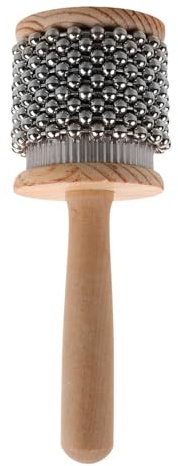 Wooden Cabasa Handheld Percussion Instrument for Children | Beige Stainless Steel, Portable Mini Size, Develops Fine Music Skills for Toddlers