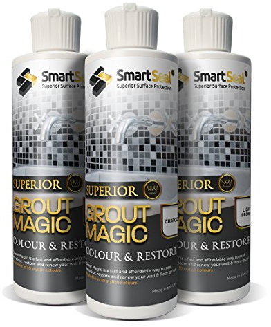 Smartseal Grout Magic – Mid Grey, 237ml – Professional Reviver & Colour Restorer – Long-Lasting Sealer Superior to Grout Pens & Paint – 15-Year Durability