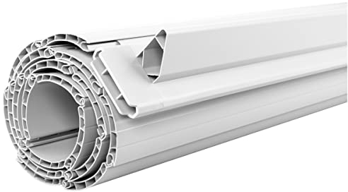 Schellenberg 20088 Lot de stores blindés en PVC Maxi pour arbres en tube d'acier de 60 mm – 80 x 100 cm blanc, peut être raccourci en largeur, avec suspensions de volet roulant, baguette d'angle en