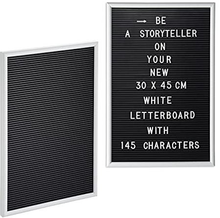 Relaxdays 2 x Letterboard, je 145 Buchstaben, Zahlen, Sonderzeichen, 45x30 cm, Buchstabentafel zum Stecken, Kunststoff, weiß