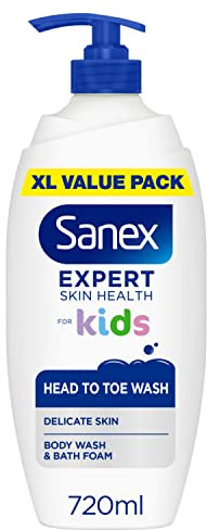 Sanex Expert Skin Health Head to Toe Kids’ Body Wash 720ml - protects delicate skin - children’s shower gel - gently cleanses - 12h hydration - dermatologically tested - paediatrician approved