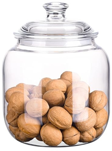 YUEJUM 128 oz Unbreakable & Dishwasher Safe Airtight Food Storage Canister | 1 Gallon Premium Plastic Shatterproof Apothecary Jars | Container for Cookie, Dog Treats, Pet Food, Candy