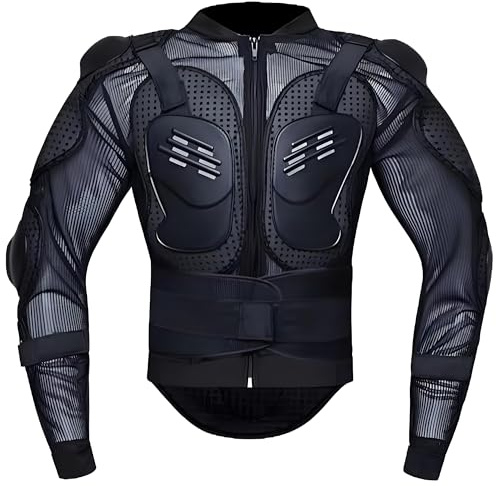 YuanDiann Motos Coraza Protector Chaleco Armadura Peto de Motocross Montaña Ciclismo Patinaje Snowboarding con Protección de Pecho y Espalda Negro L