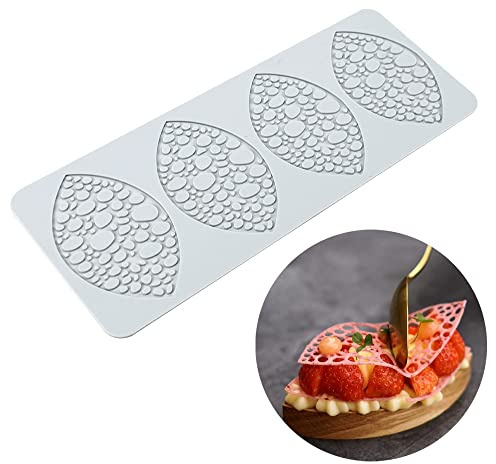 TUKE Spetsformar för tårtdekoration 3D-blad silikonformar för bakning av gummiformer, lera, fondantformar, spetsmattor, blomma, vaxkaka, bi-mönster för socker, choklad, polymer (blad_38 x 14,7 x 0,3