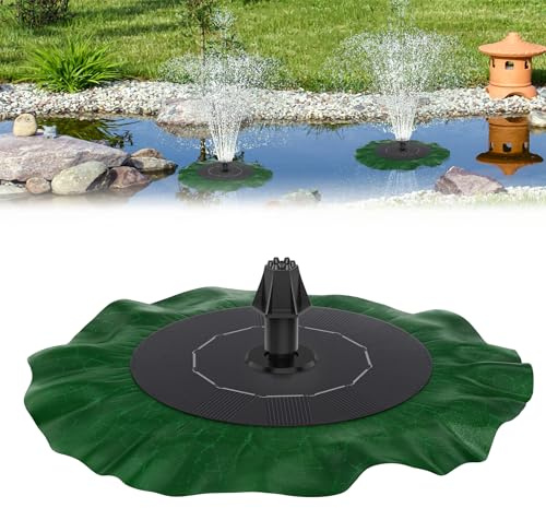Froadp Fontana solare a LED da 1,4 W, a forma di foglia di loto, con 7 stili di fontana, pompa galleggiante per fontana, per laghetti da giardino, uccelli, bagno, laghetti, pesce, decorazione da
