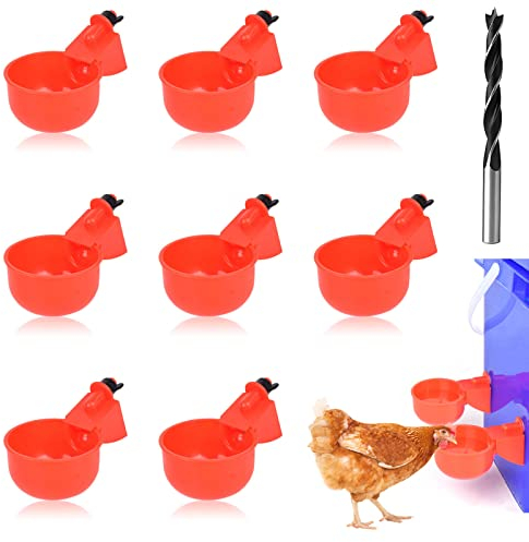 SacJkt 8 STK Automatische Hühnertränke mit Bohrer, Geflügeltränke Set, Wasserspender für Hühner, Enten, Gänse, Truthähne, Tauben