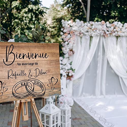 Bienvenue Mariage Autocollant, Panneau De Réception, Personnalisé, Conseils De Mariage Français, Panneau Moderne