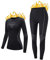 Thermounterwäsche Skiunterwäsche Damen Ski Unterwäsche Frauen Set Funktionsunterwäsche Thermo Unterwäsche Extra Warm Winter Sportunterwäsche Schwarz+Grau M