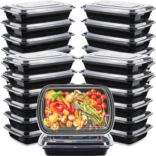 Yalixuan [30 Pack] Meal Prep Containers Reusable 1 Compartment, Microwave, Freezers & Dishwashers Safe - BPA Free Food Prep Containers with Lids - Stackable Salad Lunch Box