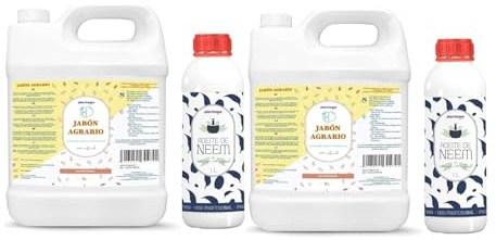 PLANTAWA Pack Jabón Potásico 2x5L + Aceite de Neem 2x1L | Solución Multiusos | Fácil Aplicación y Máxima Eficacia | Versátil | Uso en Interior y Exterior | Productos de origen natural