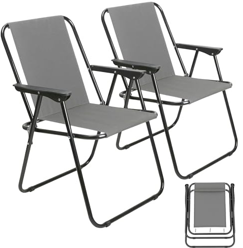 My Garden Folding Chair Set of 2 – Fold Up Deck Chairs Heavy Duty 600D Polyester Fabric Beach, Garden, Patio & Picnic Chairs Easy to Carry Lightweight Outdoor Camping Chair