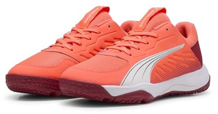 Puma - Accelerate JR, Zapatilla de Balonmano Unisexo, Glowing Red-Puma White-Dark Crimson-Puma Black,