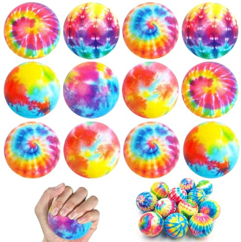 12 Pieces Balle Anti Stress Globe, Petite Balle en Mousse, Foam Balles Anti- Stress, Jouets Balls Anti Stress Enfant, Balle Antistress pour Enfant Ecole Elève Étude Cadeau Anniversaire