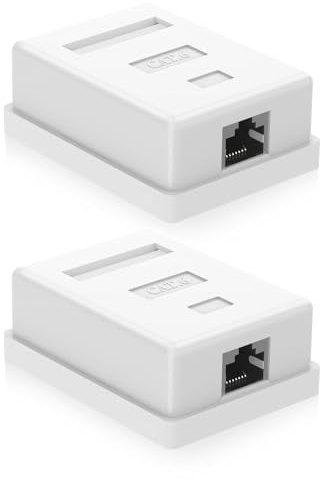VCELINK Lot de 2 Prises RJ45 Blindées Cat6 RJ45 à 1 Port Compatible avec Câbles Réseau UTP Cat6/Cat5e/Cat5 Blanc