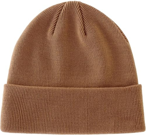 PHILIGHTS Bonnet 100 % coton tricoté pour femmes et hommes, bonnets souples à revers avec tête de mort, chapeau de ski chaud pour femme, 1 pièce marron, 3