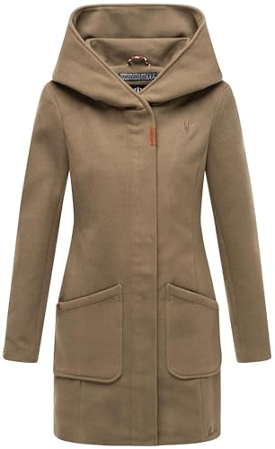 MARIKOO Abrigo para mujer con aspecto de abrigo de lana, cálido trench impermeable con capucha Maikoo XS-5XL, M