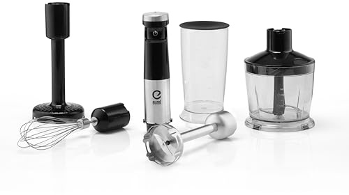 EUREL TRENDLine MP74 Stabmixer Set – Kabelloser Pürierstab mit 150W DC-Motor, 5 Geschwindigkeiten, Schneebesen, Zerkleinerer, Kartoffelstampfer & 600ml Messbecher