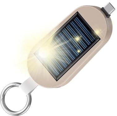 Solar Power Bank - Portachiavi Solar Power Bank di tipo C, caricabatterie portatile Solar Power Bank da 3000 mAh con ricarica