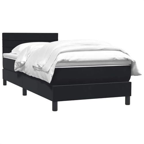 vidaXL Cama Box Spring con colchón Cuero sintético Negro 80x210 cm, boxspring Cama, Cama de Plataforma, Cama de Panel, Muebles de Dormitorio