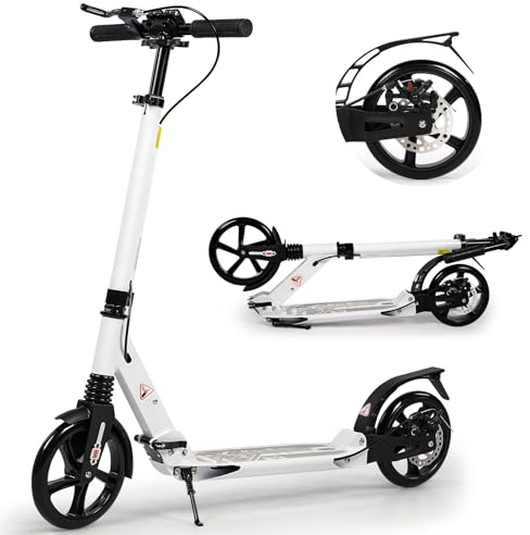 Monopattino pieghevole per bambini dagli 8 ai 12 anni, ruote grandi da 200 mm, per adulti con freni a disco, scooter per adulti con cinghia per il trasporto e regolabile in altezza, per adolescenti 11