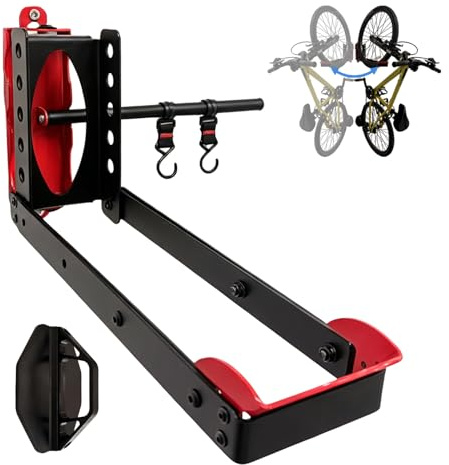 Adjustable Bicycle Wall Mount, Heavy-Duty Swivel Bike Rack with Helmet Hook, Space-Saving Garage and Home Wall Mount, 1-Piece Set