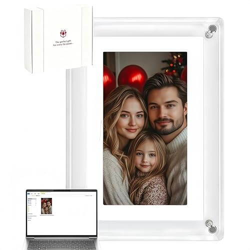 Cornice digitale in acrilico da 5 pollici, memoria 4G, rotazione automatica a 360°, USB-C, cornice digitale e fotogramma digitale