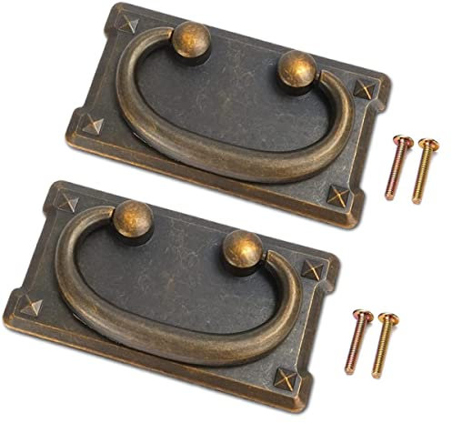 2pcs Vintage Antique Drawer Ring Pull Handles, Cabinet Door Furniture Handle Decoration (Yellow)