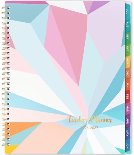 Teacher Planner 2026-2027 - Teacher Lesson Planner 2026-2027, 9 x 11, Jul.2026 - Jun.2027, Weekly & Monthly Lesson Plan Book for Teachers with Back pocket, Colorful Tabs - Blue-purple
